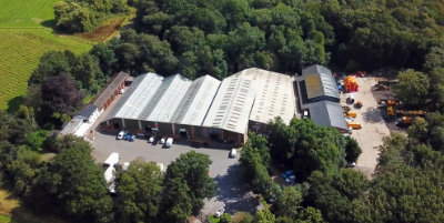 An aerial photo of the Shelving4Shops industrial unit and offices