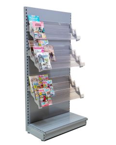 8 Tier Acrylic Magazine Bay, 2.1m High, with 470mm Base