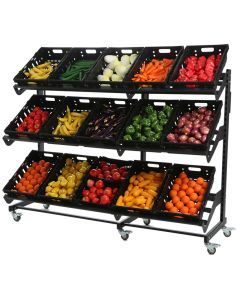 Single Sided Mobile Fruit and Vegetable Display - 2000mm