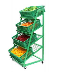 4 Tier Green Mobile Fruit & Veg Display 650mm