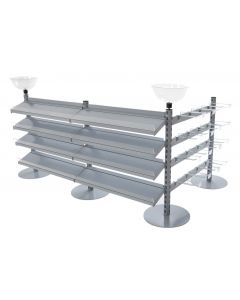 Corner Queuing System with Shelves and Hooks
