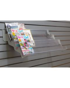 Slatwall Acrylic Magazine Shelf - 3 Tier