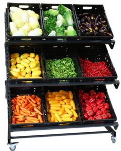 Single Sided Mobile Fruit and Vegetable Display - 1200mm