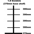 Gondola Bay, 1.8m High with 370mm Base Shelf and 4 x 300mm Shelves Each Side 